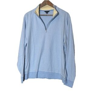 Brooks Brothers Mens L Sky Blue 1/2 Half Zip St Andrews Links Golf Performance